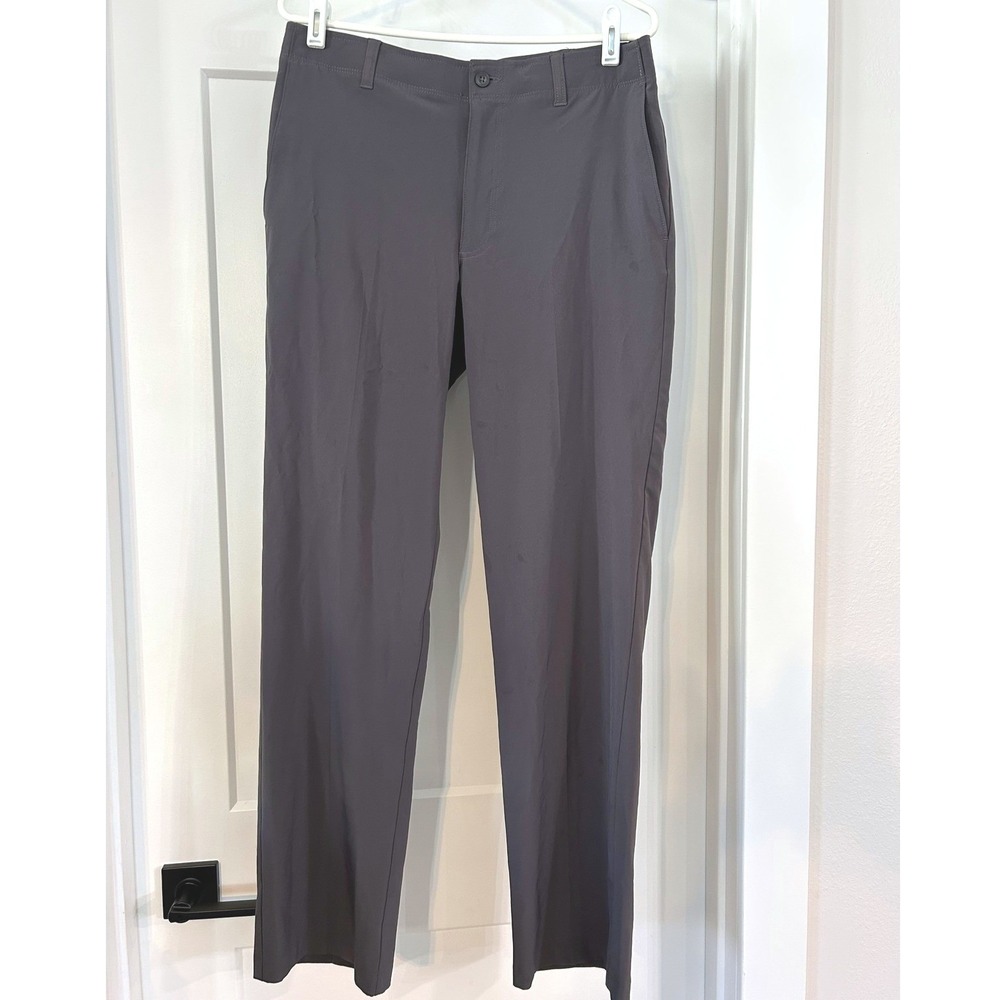 Ben Hogan Mens Dark Gray Flat Front Golf Pants 32x32 Straight Leg Casual Chino